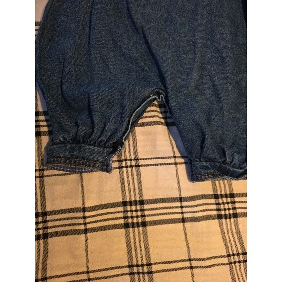 Vintage Little Me Jean Denim 6 Month Bunny Rabbit Plaid Ruffle Outfit Romper...